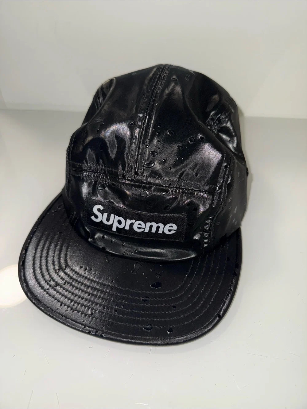 Supreme Black Shiny Water Drops 5-Panel Cap - Picture 3 of 14